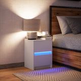 Bedside Cabinet with LED Lights White Engineered Wood 852033