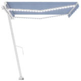 Manual Retractable Awning with LED 400x350 cm Blue and White 3069621