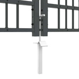 Fence Gate with Spear Top with Lock Grey 404 x 75 cm Steel 42009047