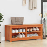 Storage Bench Wax Brown 110 x 38 x 45.5 cm Solid Pine Wood 869910