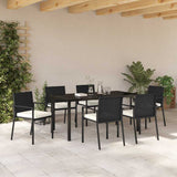 Garden Dining Set 7 pcs Black Powder-Coated Steel 3379251