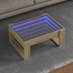 ZNTS Coffee Table with Infinity LED Sonoma Oak 70x53x30 cm 847632