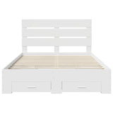 Bed Frame with Drawer White 160 x 200 cm Engineered Wood 3411951
