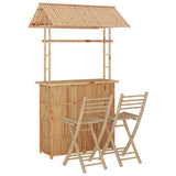 Bar Set Natural Bamboo Bamboo, Woven Banana Leaves, Galvanized Steel 341741
