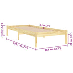 ZNTS Bed Frame without Mattress Solid Wood Small Single 809977