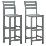 Bar Stools 2 pcs Grey Solid Acacia Wood 312417