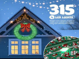 120cm Pre-lit Outdoor Christmas Wreath Decoration, Lighted Metal Wreath with Red Bow, Remote Control 48363038