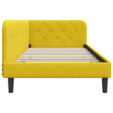 Corner Bed Frame with Headboard Yellow 90 x 200 cm Velvet 42016612