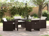 Garden Dining Set 5 pcs Brown Poly Rattan 3380602
