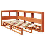 ZNTS Bookcase Bed without Mattress Wax Brown 75x190cm Solid Wood Pine 3324525