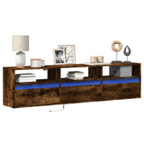 TV Wall Cabinet with LED Smoked Oak 180x31x45 cm 3307944