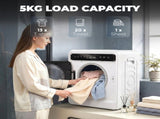 5kg Vented Tumble Dryer, 1000W Compact Tumble Dryer with Smart Drying, Freestanding Stackable T3398P552540