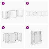 Dog Gate with Door Foldable 6 Panels White 300 cm Poplar Wood 352181