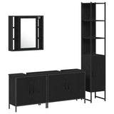 Bathroom Furniture Set with Shelf 4 pcs Black Engineered wood 3334433