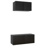 2 Piece TV Cabinet Set Black Engineered Wood 3078805
