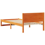 Bed Frame with Headboard Wax Brown 100 x 200 cm Solid Pine Wood 873288