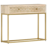 Console Table Gold 90x30x75 cm Solid Mango Wood 286505
