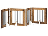 Dog Gate with Stands 4 pcs Old Wood 60 x 80 cm Engineered Wood 892101