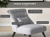 Fabric Single Sofa Dining Chair Tub Chair Upholstered W/ Pillow Solid Wood Leg Home Living Room T3398P328130