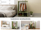 Open Wardrobe on Wheels, Bedroom Wardrobe with Clothes Hanging Rail, 2 Storage Shelves, Mobile T3398P328098