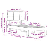 Bed Frame with Upholstered Headboard Natural and Light Grey 877449