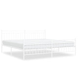 Metal Bed Frame without Mattress with Footboard White 193x203cm 373764