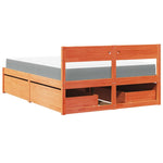 Bed with Drawers and Mattress Wax Brown 120x200 cm Solid Wood Pine 3281903