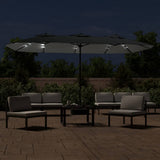 Double-Head Garden Parasol with LEDs Anthracite 449x265 cm 362955