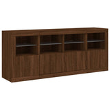 Sideboard with LED Lights Brown Oak 163x37x67 cm 3209078