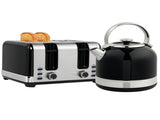Polished Metal Kettle and Toaster Set - Black T3398P343150