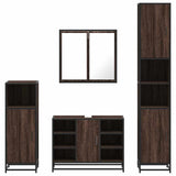 4 Piece Bathroom Furniture Set Brown Oak Engineered Wood 3301214