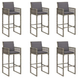 7 Piece Garden Bar Set with Cushions Grey Poly Rattan Acacia 3328904