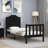 Bed Frame without Mattress Black Small Single Solid Wood Pine 3192260