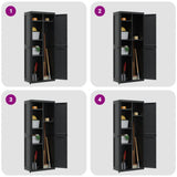 Outdoor Storage Cabinet Black 65x37x165 cm PP 364206