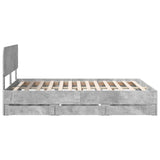 Bed Frame Concrete Grey 140 x 190 cm Engineered Wood 3412188