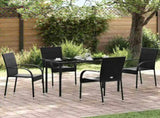 Dining Chair Set of 4 Black PE rattan, powder-coated steel 310084
