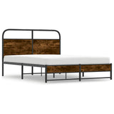 Bed Frame Without Mattress 140x190 cm Smoked Oak Engineered Wood 4100374