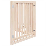 Dog Gate with Door Foldable 4 Panels 320 cm Poplar Wood 352243