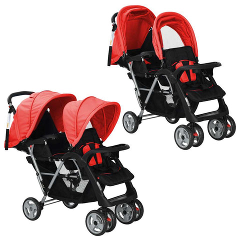 Tandem Stroller Steel Red and Black 10111