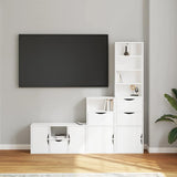 4 Piece TV Units with Storage ODDA White Solid Wood Pine 3365381