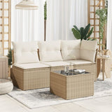 Garden Table with Glass Top Beige 55x55x37 cm Poly Rattan 366058