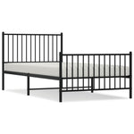 ZNTS Metal Bed Frame without Mattress with Footboard Black 100x200cm 350877