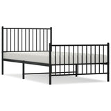 ZNTS Metal Bed Frame without Mattress with Footboard Black 100x200cm 350877