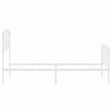 ZNTS Metal Bed Frame with Headboard and Footboard White 90x200 cm 373947