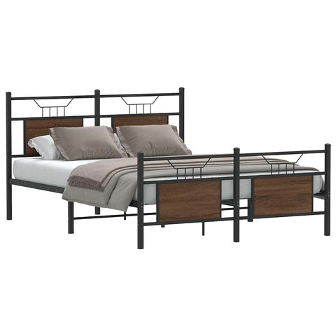 Bed Frame without Mattress Brown Oak 140x190 cm Engineered Wood 4106859