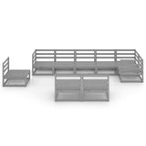 9 Piece Garden Lounge Set Grey Solid Pinewood 3075636