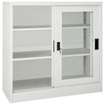 Sliding Door Cabinet Light Grey 90x40x90 cm Steel 335955