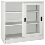 Sliding Door Cabinet Light Grey 90x40x90 cm Steel 335955