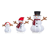 Set of 3 Lighted Snowman Family Christmas Yard Decorations, 60cm 90cm 120cm Pre-lit Pull Up Snowman 12090864