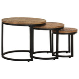 ZNTS Side Tables 3 pcs Rough Mango Wood 320686